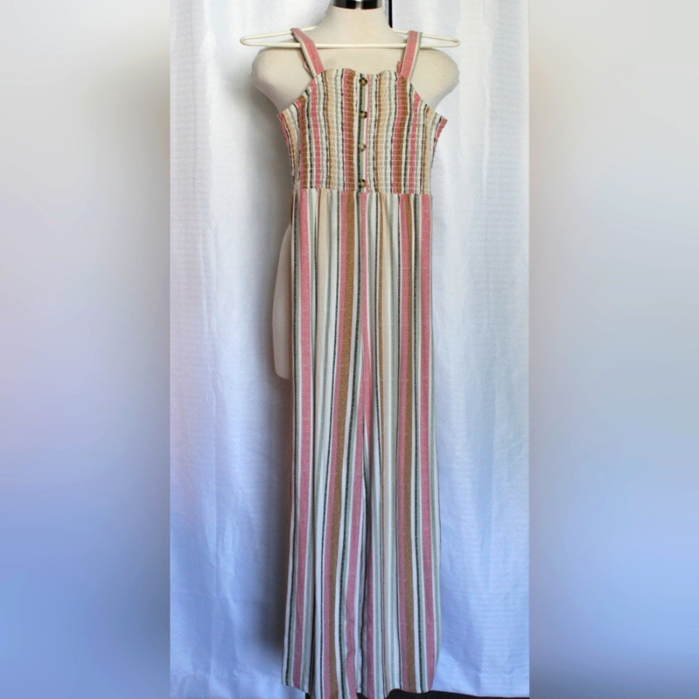 Romper Pants – White, Pink & Brown Stripes | Size XS - Picture 2 of 5